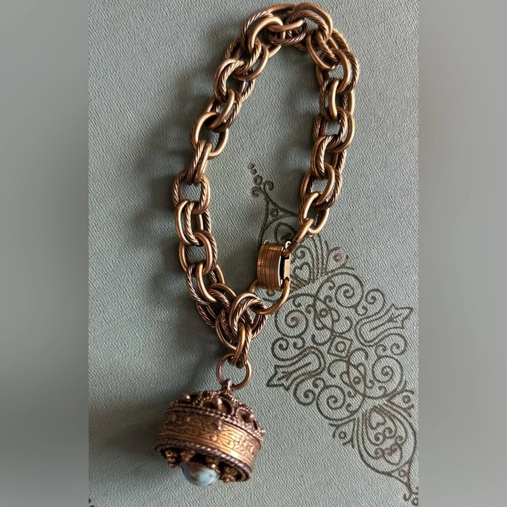 FANTASTIC Etruscan Revival Vintage Charm Bracelet